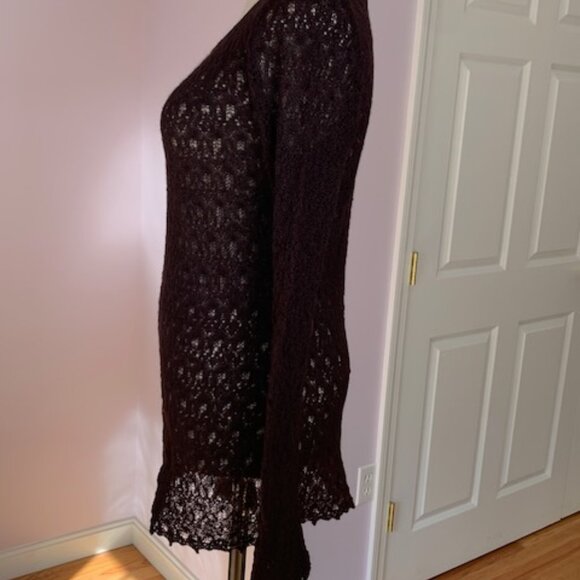 NWT Peruvian Connection silk alpaca lace tunic, plum, size S - Picture 4 of 9